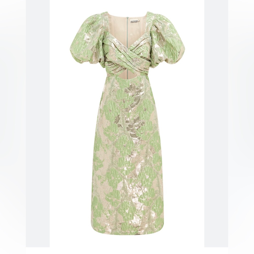 ALEMAIS Mira puff sleeve midi dress US 6